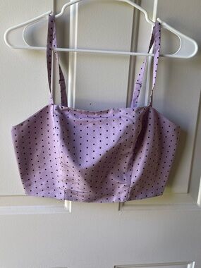 Old Navy Lilac Polka Dot Cropped Tank Top